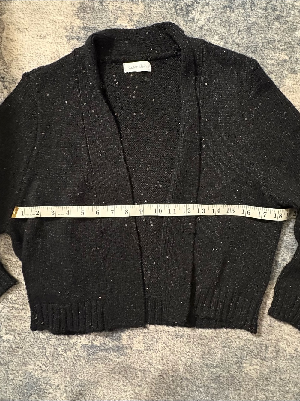 Calvin Klein Black Sequin Open-Front Women's Sweater
